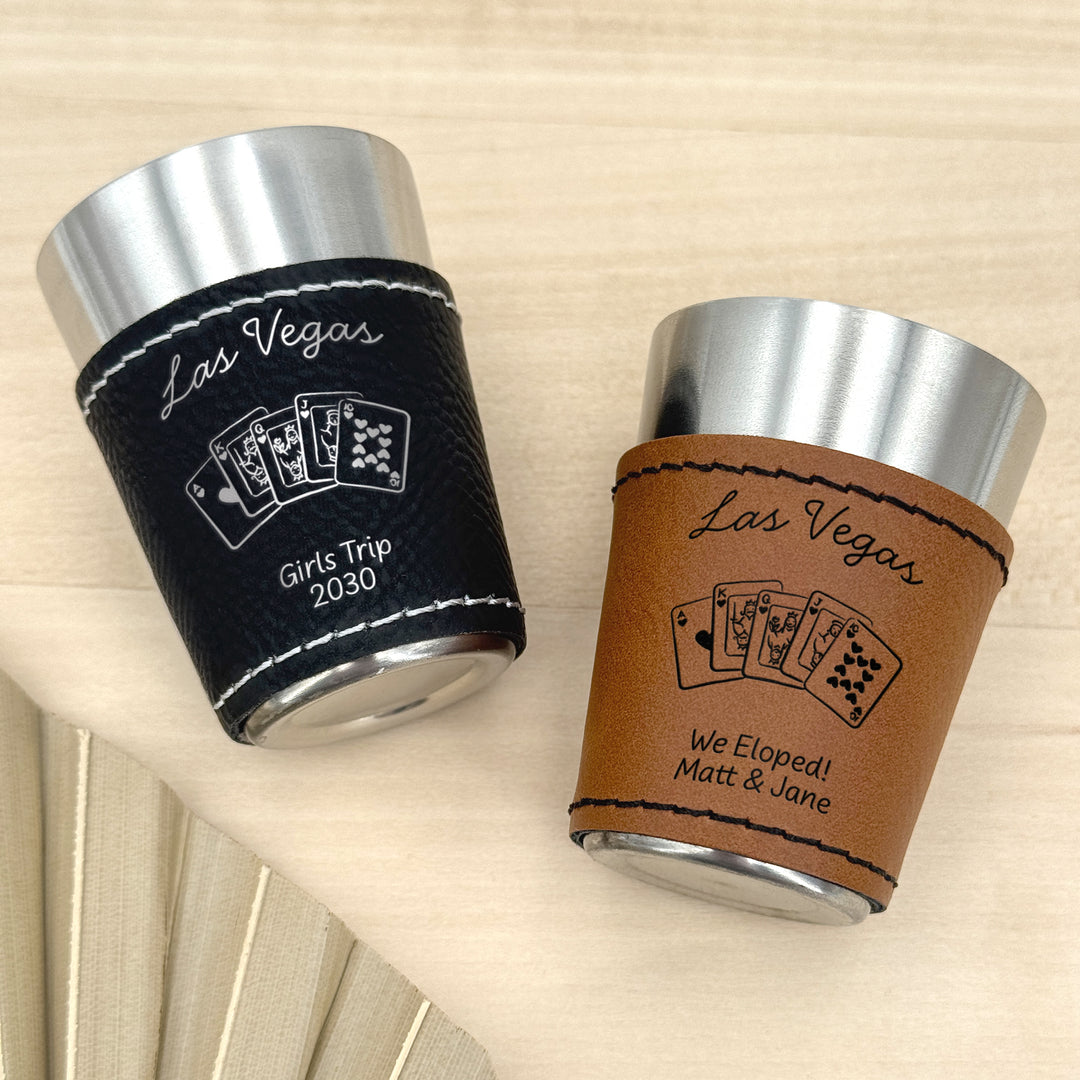 Las Vegas Bachelorette, Personalized Faux Leather Shot Glasses