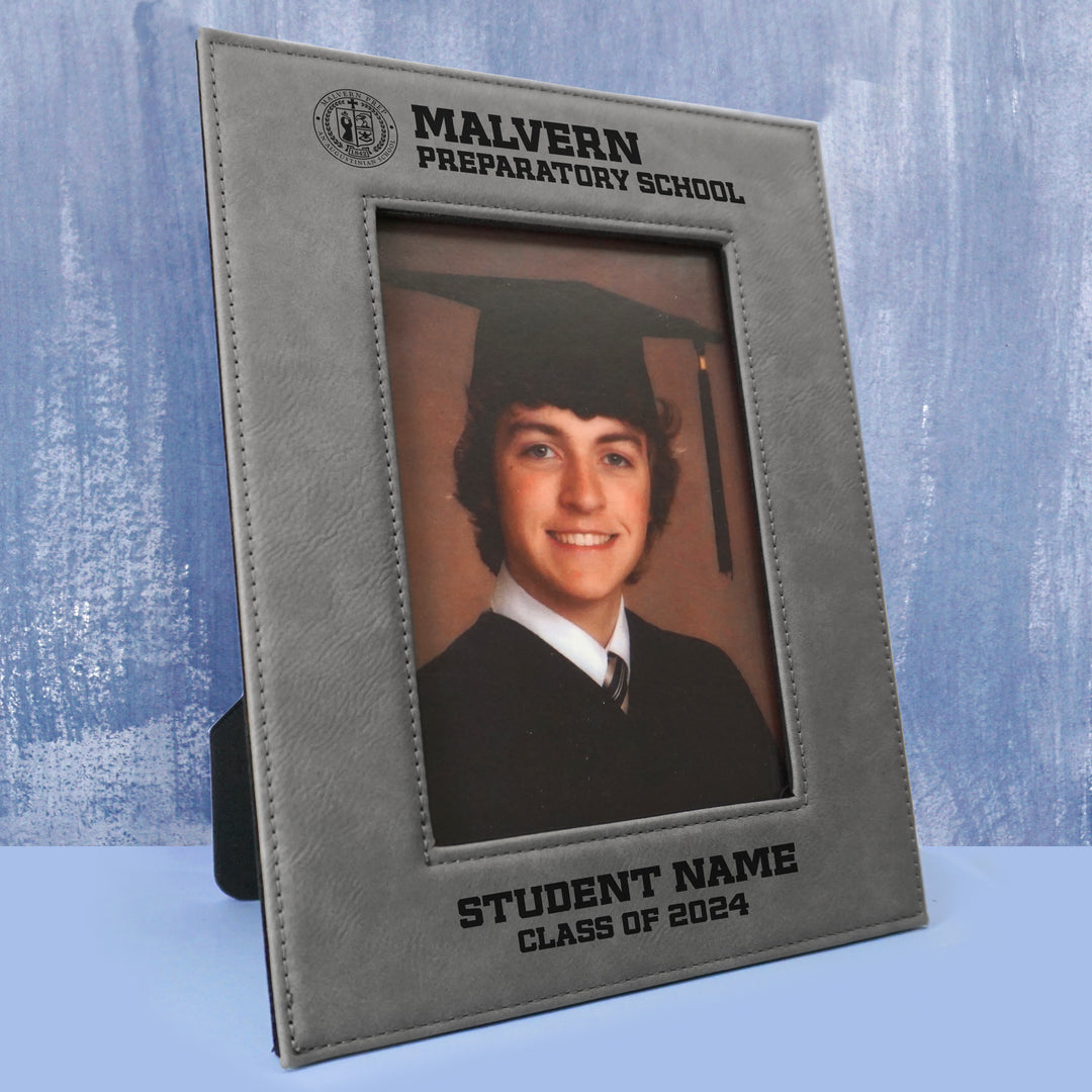 MP Graduation Personalized Photo Frame - Gray Faux Leather