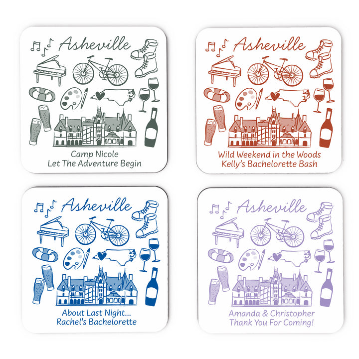 Custom Wedding Coasters, Girls Trip, Asheville Bachelorette Coasters