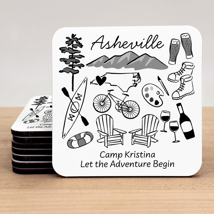 Custom Wedding Coasters, Girls Trip, Asheville Bachelorette Coasters