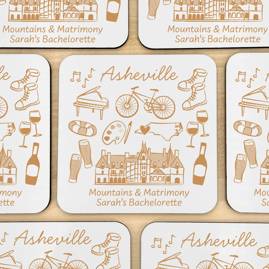 Custom Wedding Coasters, Girls Trip, Asheville Bachelorette Coasters