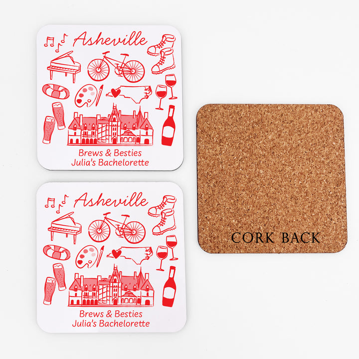 Custom Wedding Coasters, Girls Trip, Asheville Bachelorette Coasters