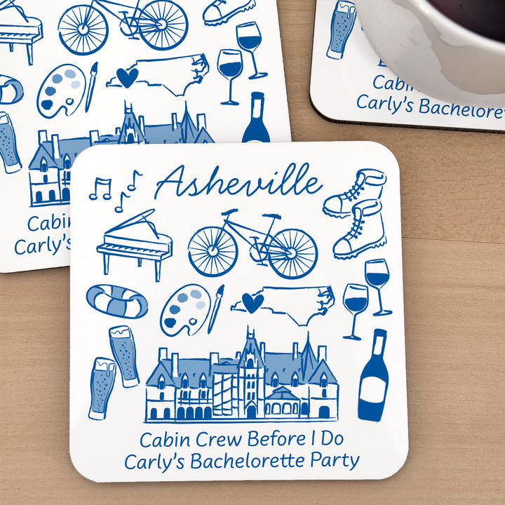 Custom Wedding Coasters, Girls Trip, Asheville Bachelorette Coasters