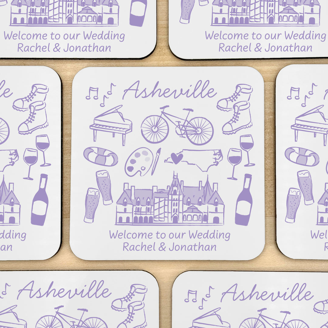 Custom Wedding Coasters, Girls Trip, Asheville Bachelorette Coasters