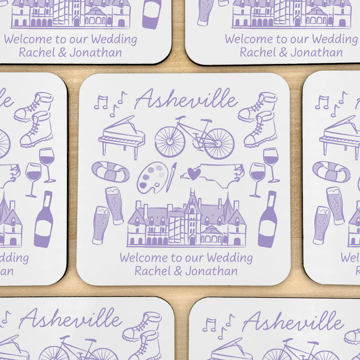Custom Wedding Coasters, Girls Trip, Asheville Bachelorette Coasters