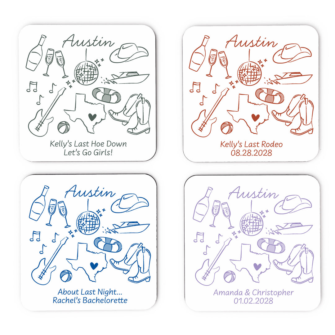 Custom Wedding Coasters, Girls Trip, Austin Bachelorette Coasters