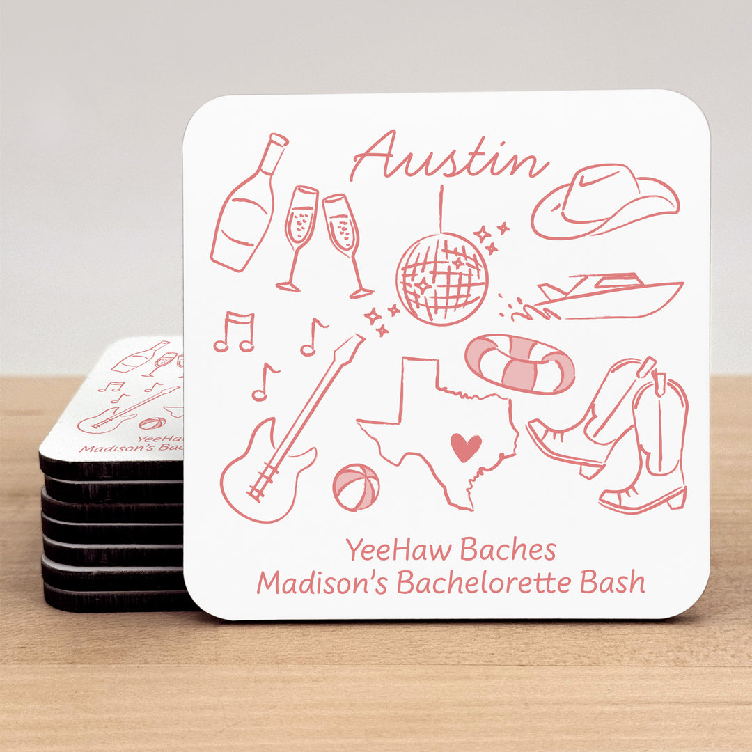 Custom Wedding Coasters, Girls Trip, Austin Bachelorette Coasters