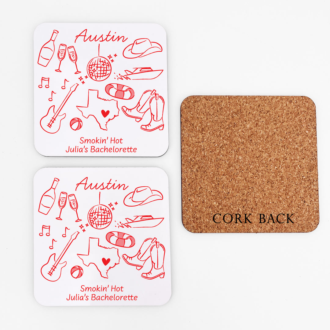 Custom Wedding Coasters, Girls Trip, Austin Bachelorette Coasters