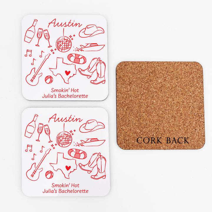 Custom Wedding Coasters, Girls Trip, Austin Bachelorette Coasters