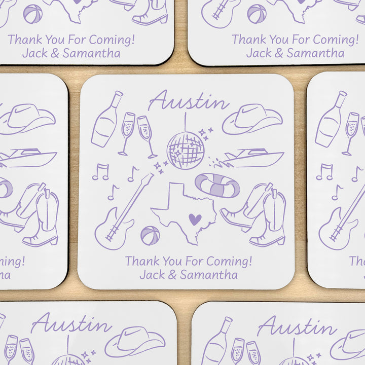 Custom Wedding Coasters, Girls Trip, Austin Bachelorette Coasters