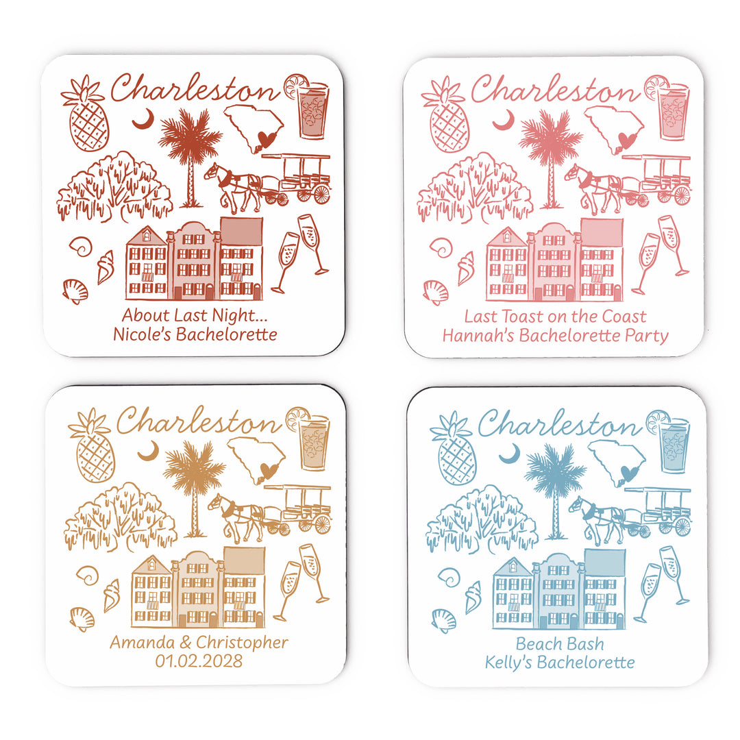 Custom Wedding Coasters, Girls Trip, Charleston Bachelorette Coasters