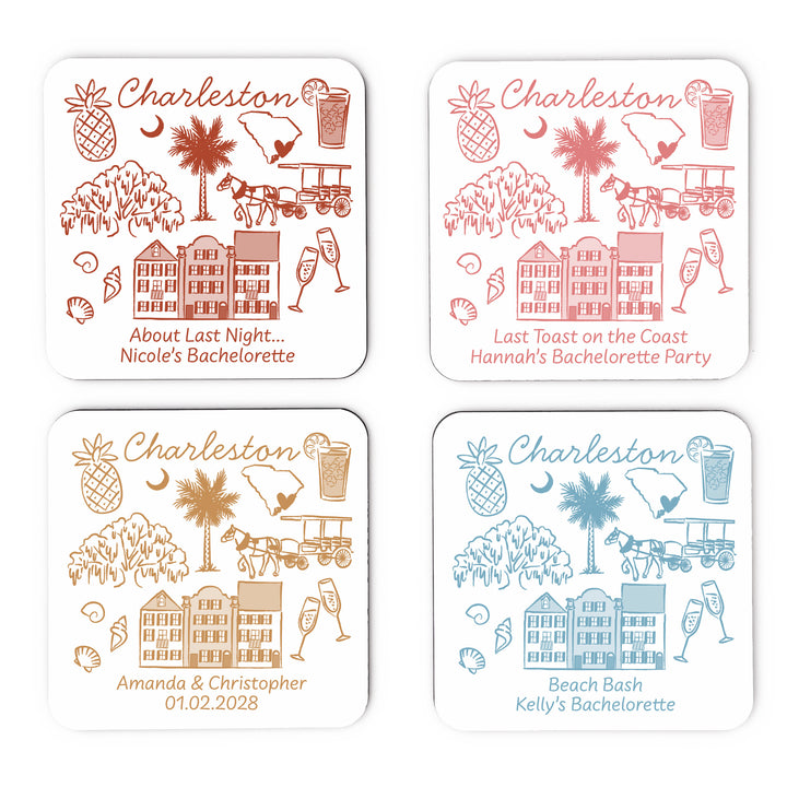Custom Wedding Coasters, Girls Trip, Charleston Bachelorette Coasters