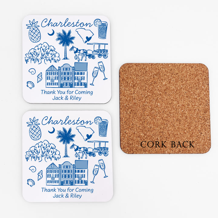 Custom Wedding Coasters, Girls Trip, Charleston Bachelorette Coasters