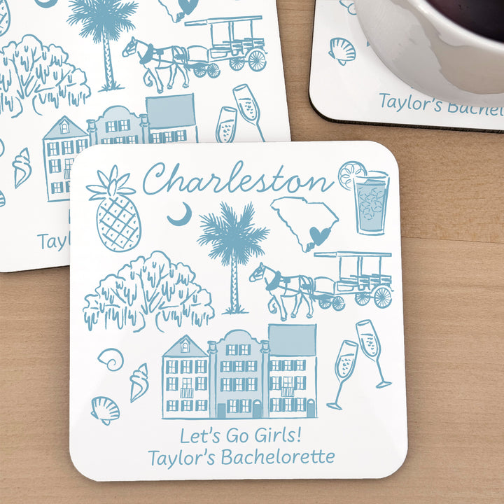 Custom Wedding Coasters, Girls Trip, Charleston Bachelorette Coasters