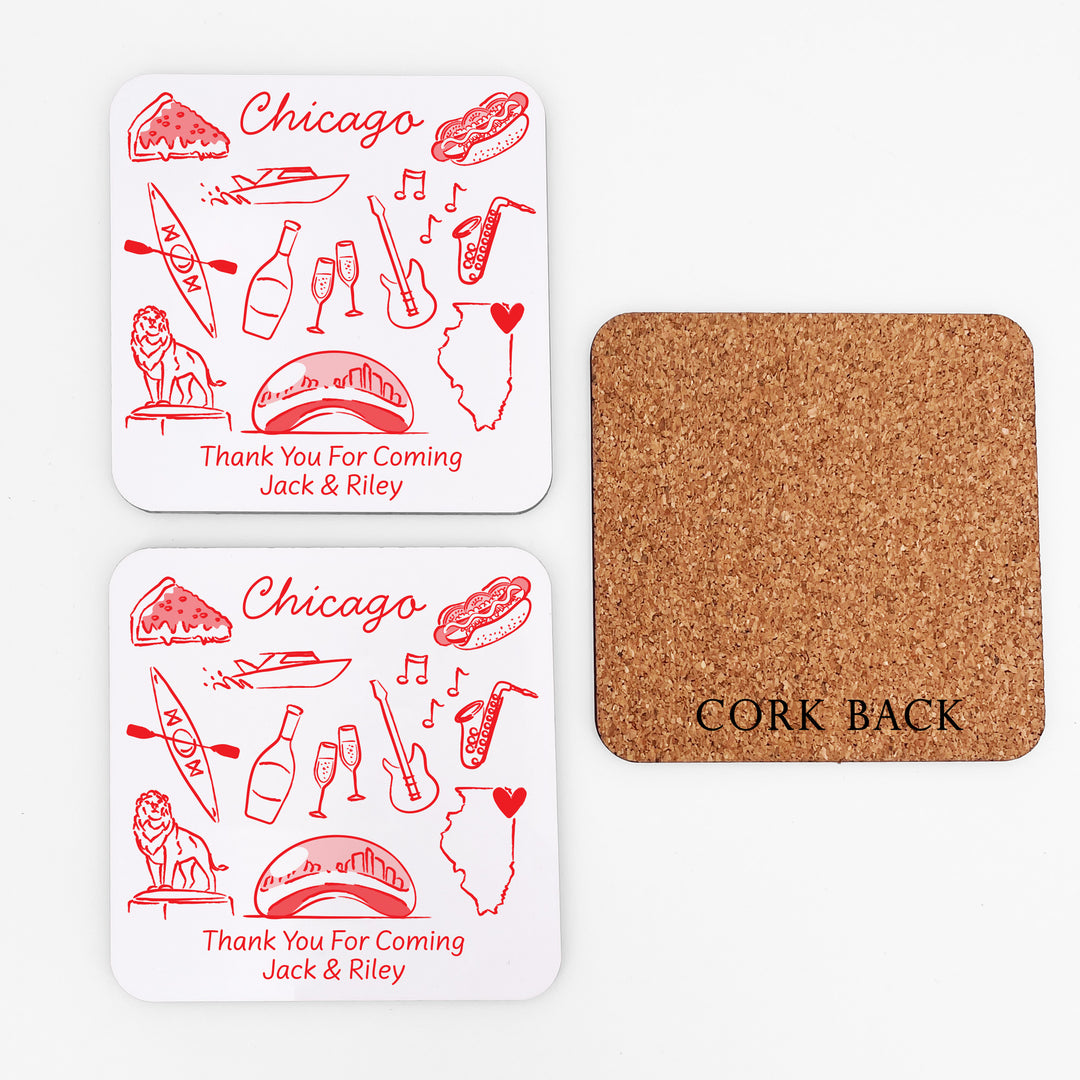 Custom Wedding Coasters, Girls Trip, Chicago Bachelorette Coasters