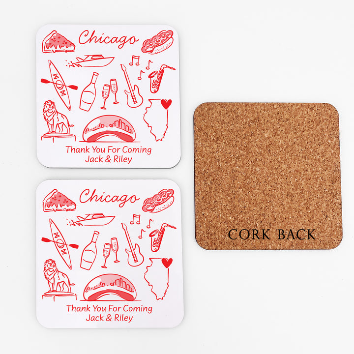 Custom Wedding Coasters, Girls Trip, Chicago Bachelorette Coasters