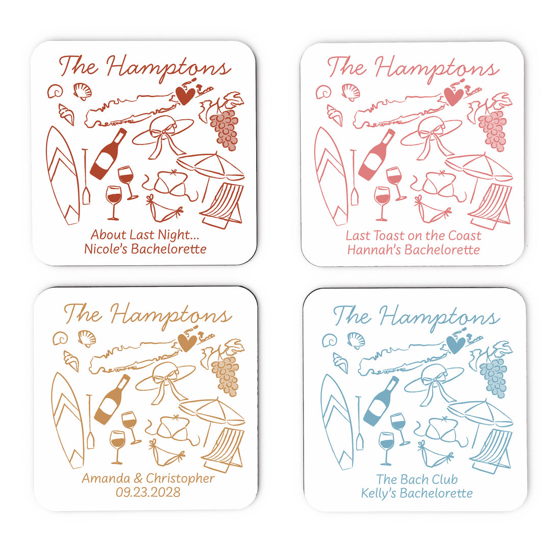 Custom Wedding Coasters, Girls Trip, Hamptons Bachelorette Coasters