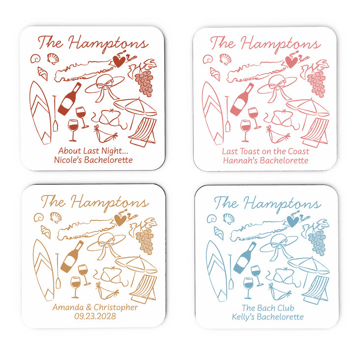 Custom Wedding Coasters, Girls Trip, Hamptons Bachelorette Coasters