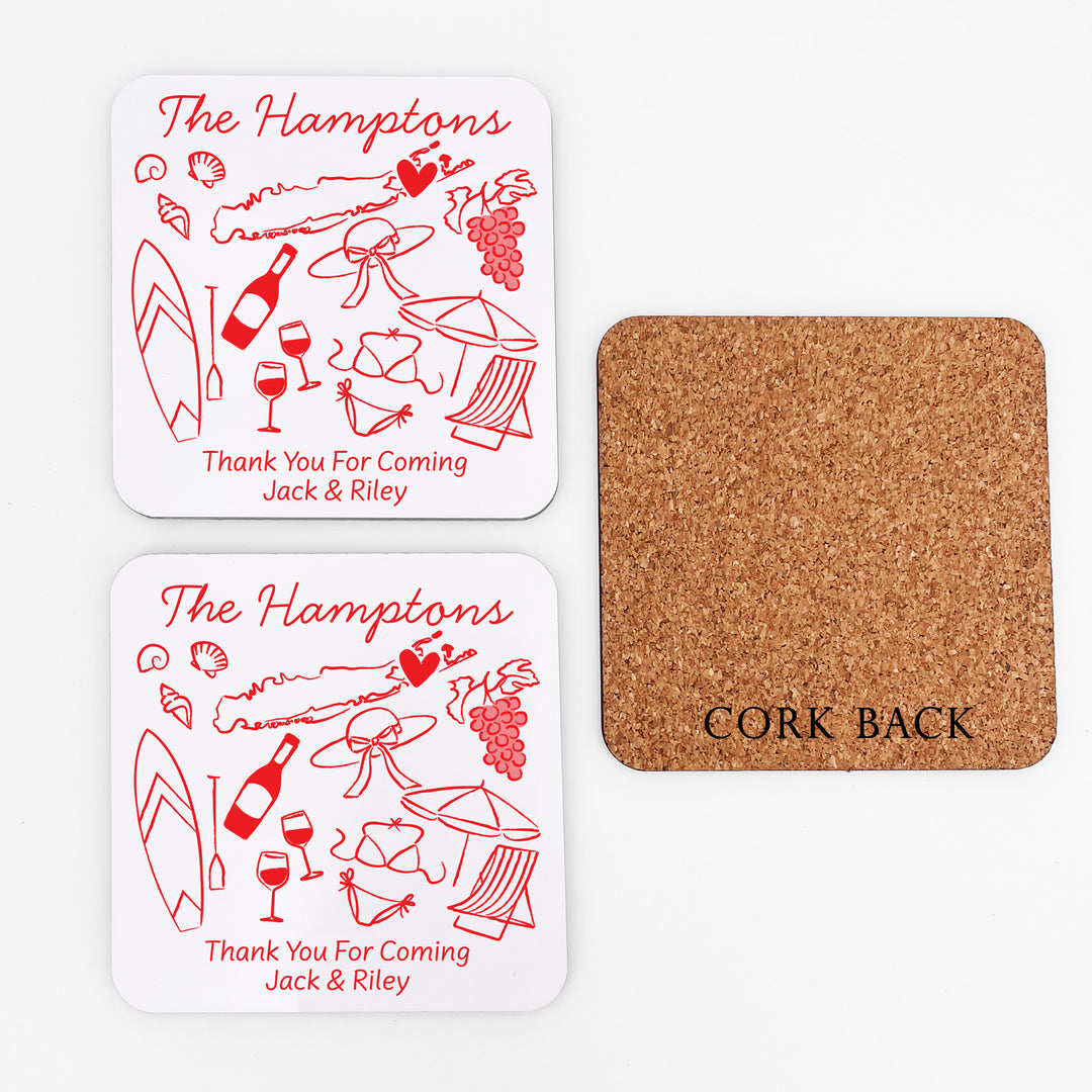 Custom Wedding Coasters, Girls Trip, Hamptons Bachelorette Coasters