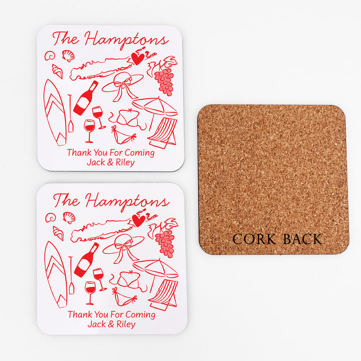 Custom Wedding Coasters, Girls Trip, Hamptons Bachelorette Coasters