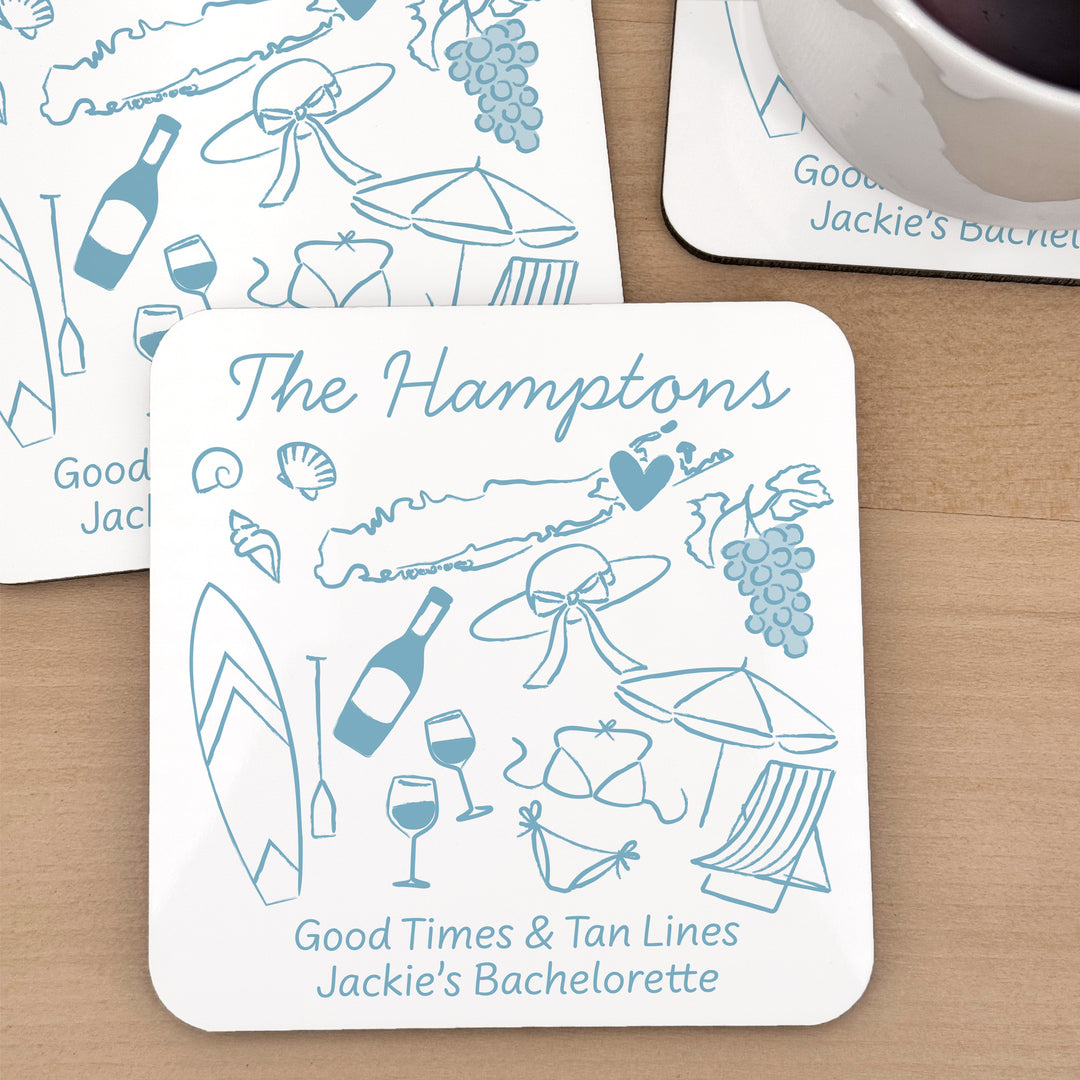 Custom Wedding Coasters, Girls Trip, Hamptons Bachelorette Coasters