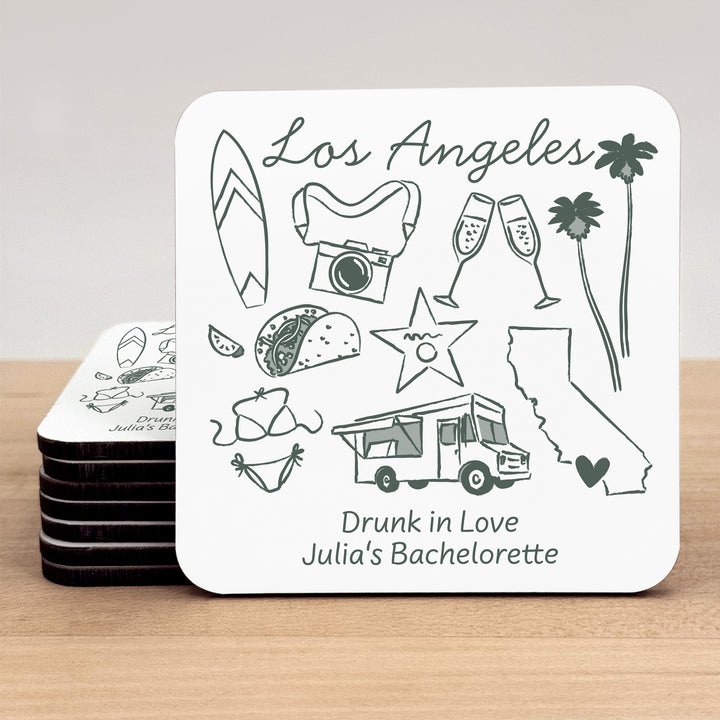Custom Wedding Coasters, Girls Trip, Los Angeles Bachelorette Coasters