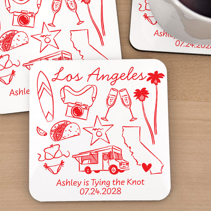 Custom Wedding Coasters, Girls Trip, Los Angeles Bachelorette Coasters