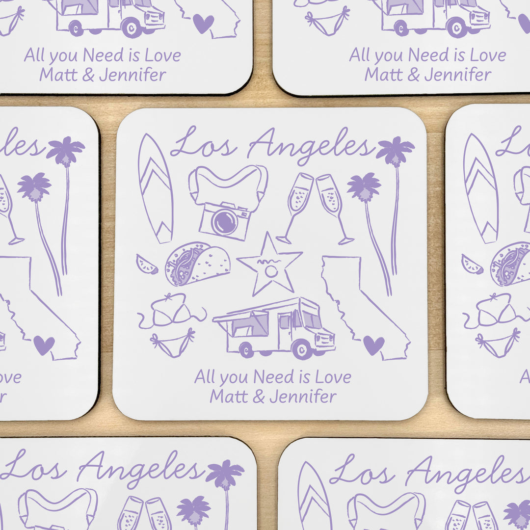 Custom Wedding Coasters, Girls Trip, Los Angeles Bachelorette Coasters