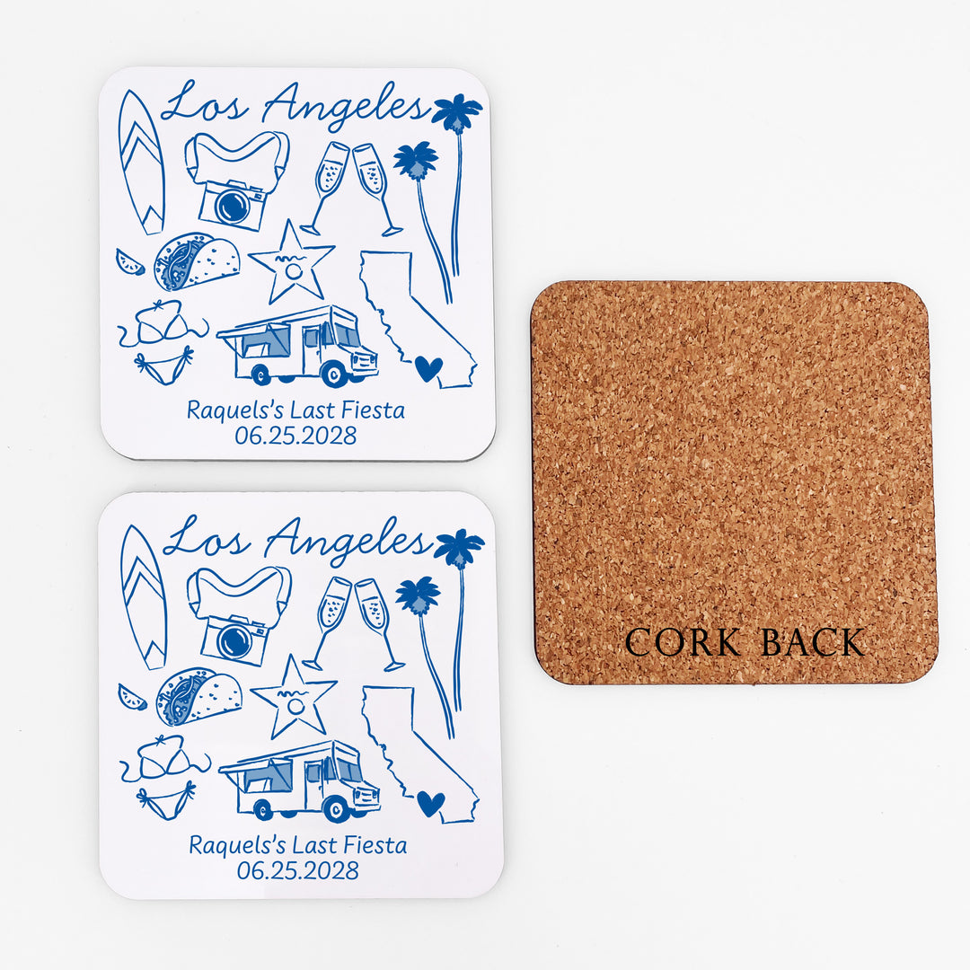 Custom Wedding Coasters, Girls Trip, Los Angeles Bachelorette Coasters