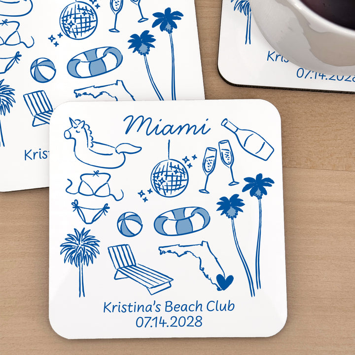 Custom Wedding Coasters, Girls Trip, Miami Bachelorette Coasters