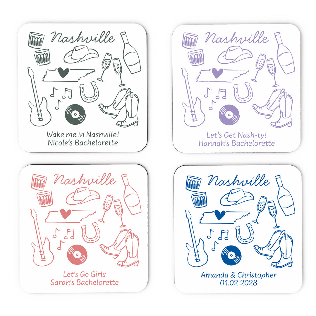 Custom Wedding Coasters, Girls Trip, Nashville Bachelorette Coasters