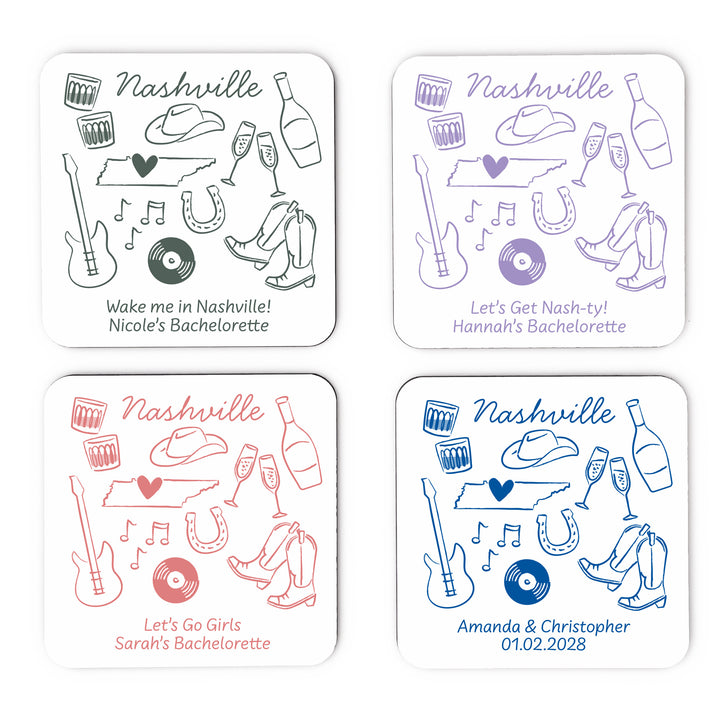 Custom Wedding Coasters, Girls Trip, Nashville Bachelorette Coasters