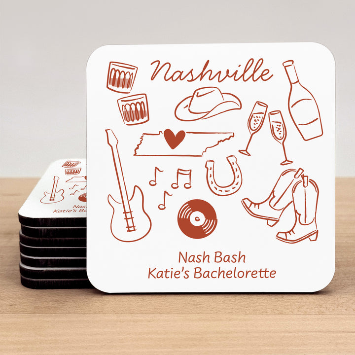 Custom Wedding Coasters, Girls Trip, Nashville Bachelorette Coasters