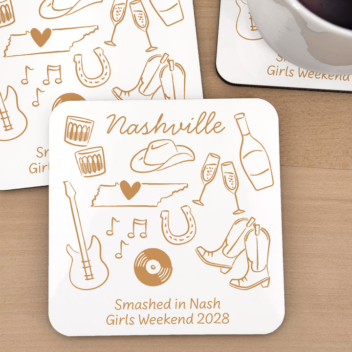 Custom Wedding Coasters, Girls Trip, Nashville Bachelorette Coasters