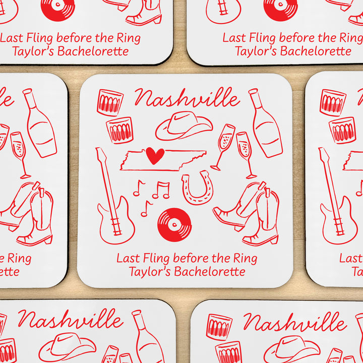 Custom Wedding Coasters, Girls Trip, Nashville Bachelorette Coasters