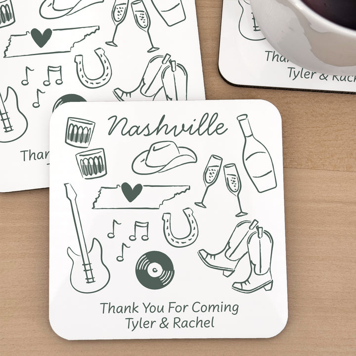 Custom Wedding Coasters, Girls Trip, Nashville Bachelorette Coasters