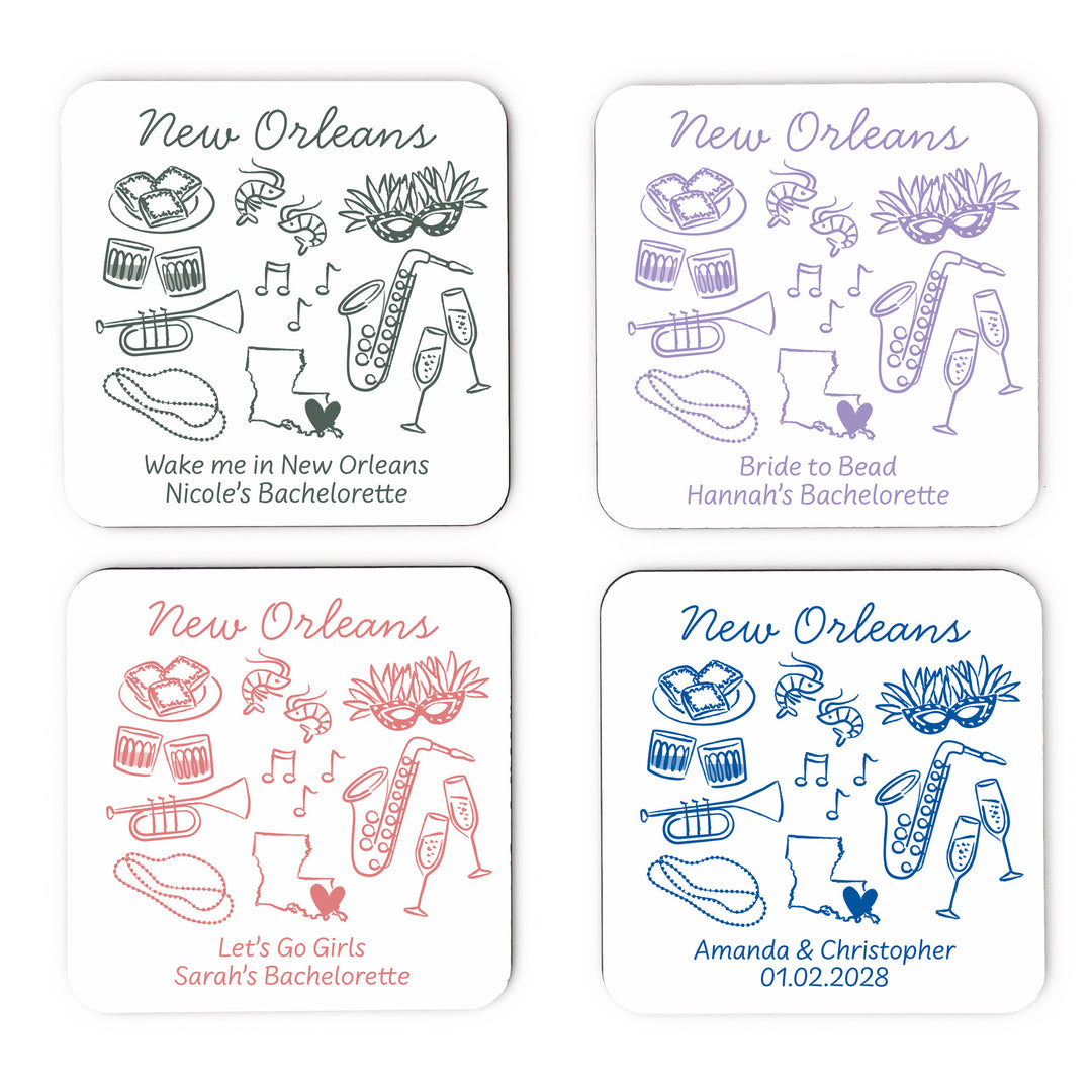 Custom Wedding Coasters, Girls Trip, New Orleans Bachelorette Coasters
