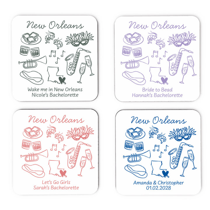 Custom Wedding Coasters, Girls Trip, New Orleans Bachelorette Coasters