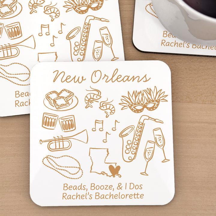 Custom Wedding Coasters, Girls Trip, New Orleans Bachelorette Coasters