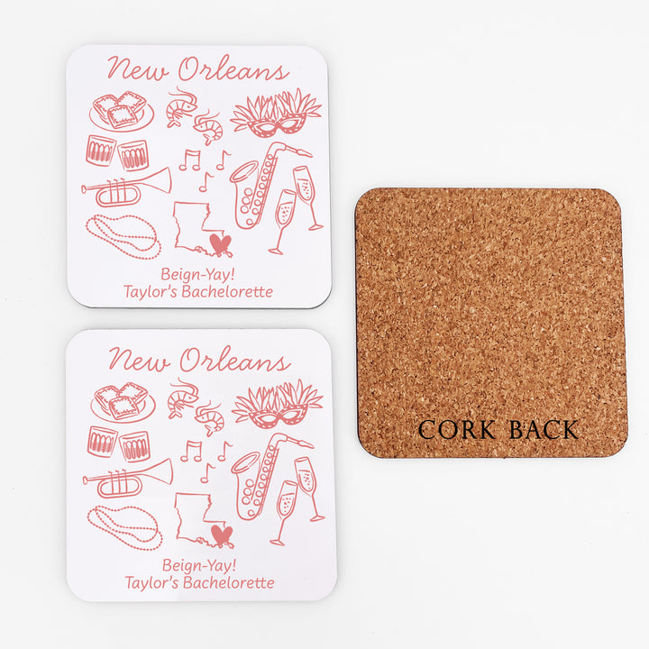 Custom Wedding Coasters, Girls Trip, New Orleans Bachelorette Coasters