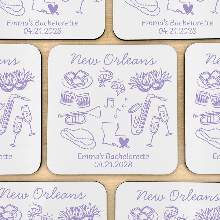Custom Wedding Coasters, Girls Trip, New Orleans Bachelorette Coasters