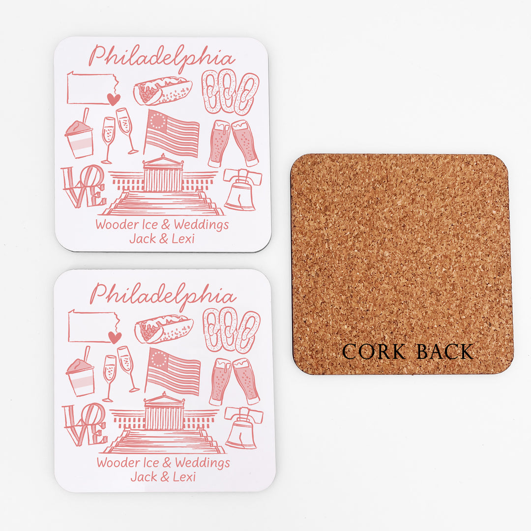 Custom Wedding Coasters, Girls Trip, Philadelphia Bachelorette Coasters