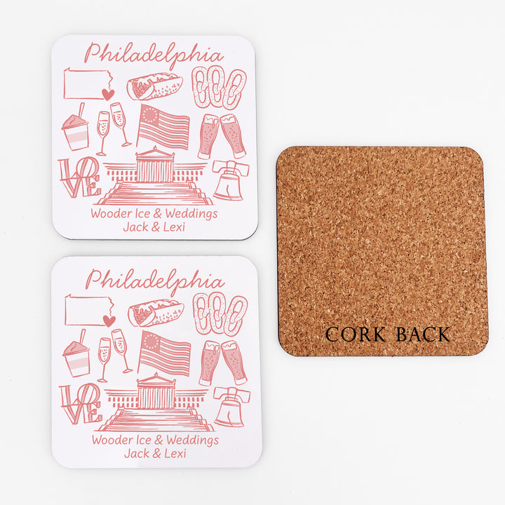 Custom Wedding Coasters, Girls Trip, Philadelphia Bachelorette Coasters