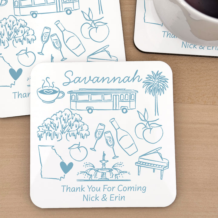 Custom Wedding Coasters, Girls Trip, Savannah Bachelorette Coasters