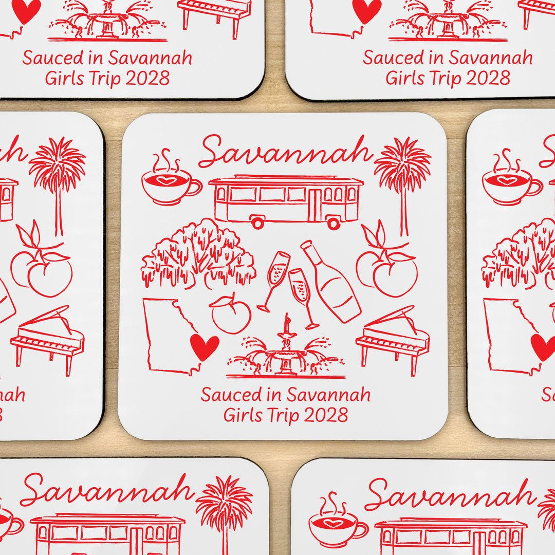Custom Wedding Coasters, Girls Trip, Savannah Bachelorette Coasters