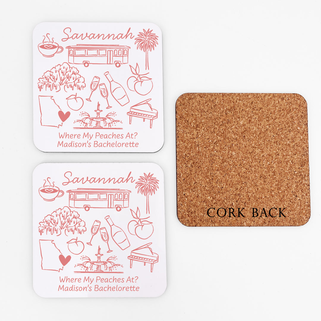Custom Wedding Coasters, Girls Trip, Savannah Bachelorette Coasters