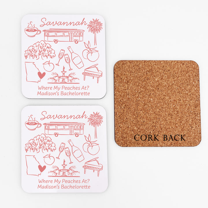 Custom Wedding Coasters, Girls Trip, Savannah Bachelorette Coasters