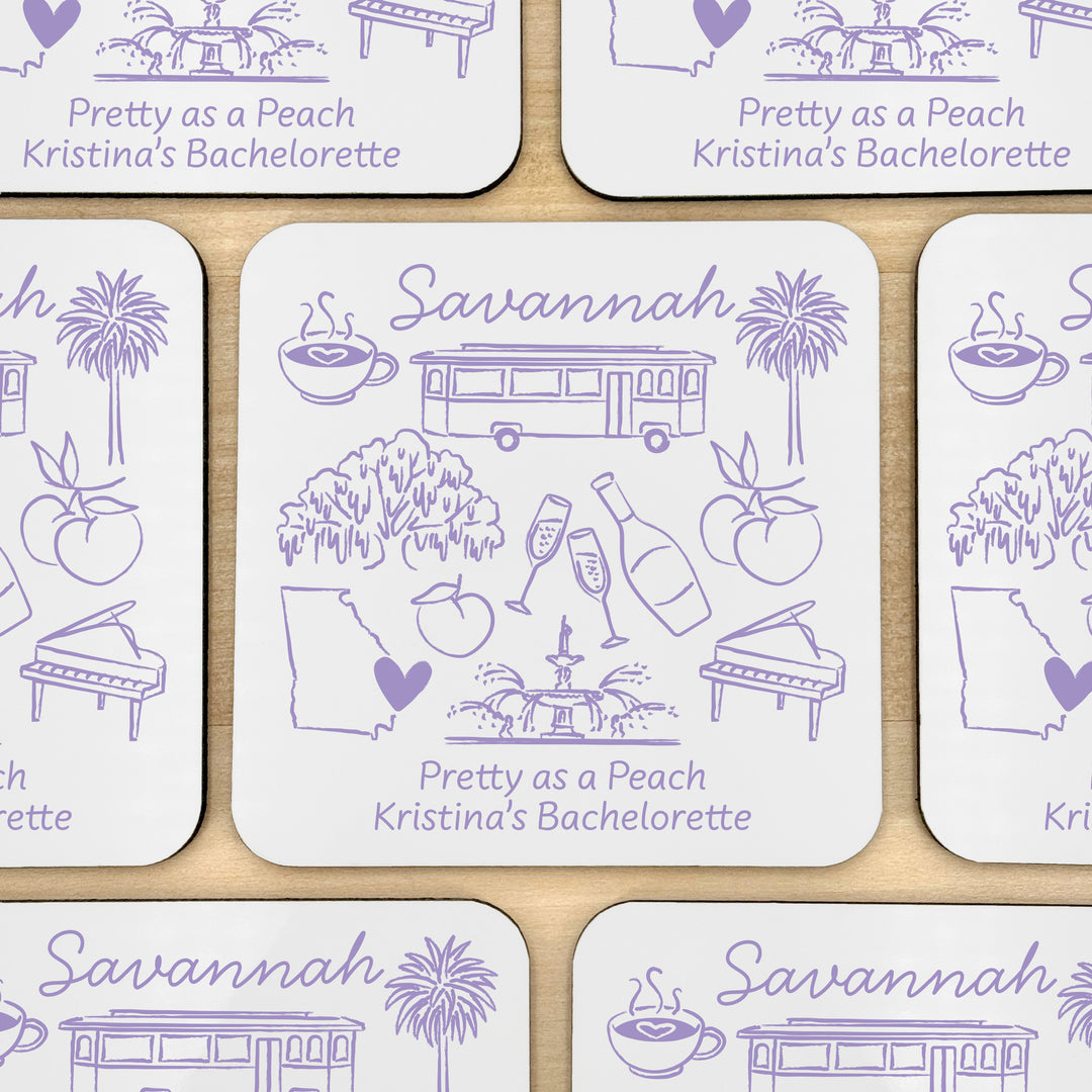 Custom Wedding Coasters, Girls Trip, Savannah Bachelorette Coasters