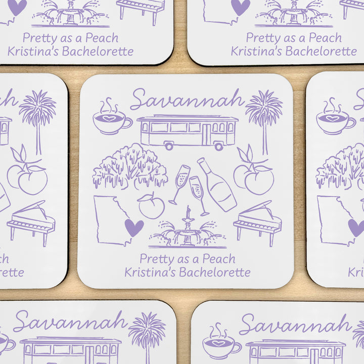 Custom Wedding Coasters, Girls Trip, Savannah Bachelorette Coasters
