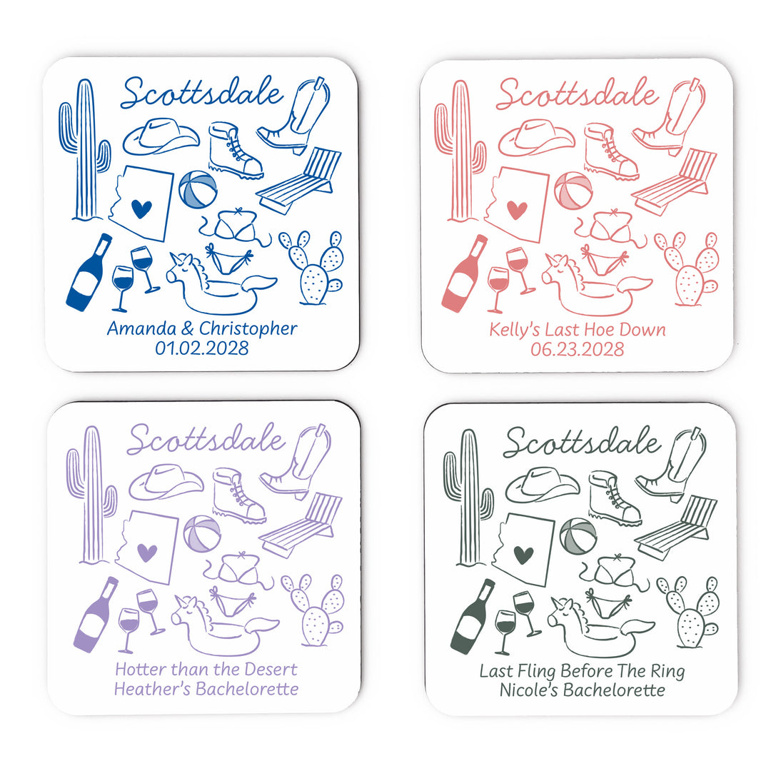 Custom Wedding Coasters, Girls Trip, Scottsdale Bachelorette Coasters